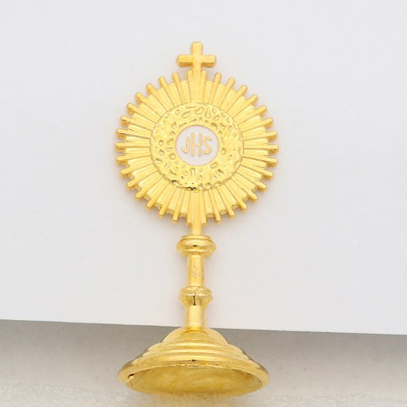 Miniatura de Custodia Dorada para Decoración Religiosa – Adorno Católico con Detalles Finos