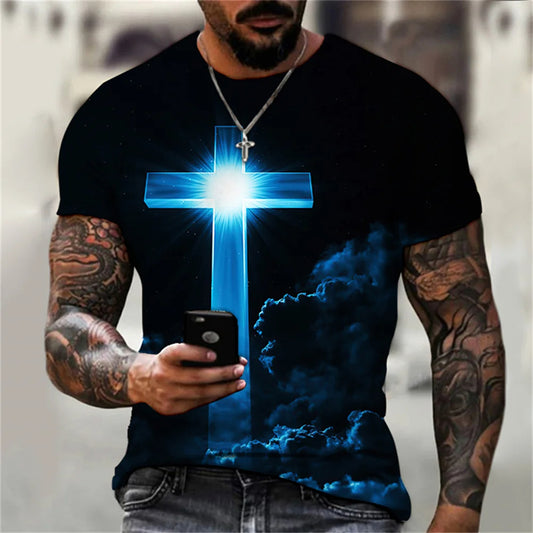 Camiseta Cristiana con Cruz Brillante – Ropa de Fe y Esperanza ✝️