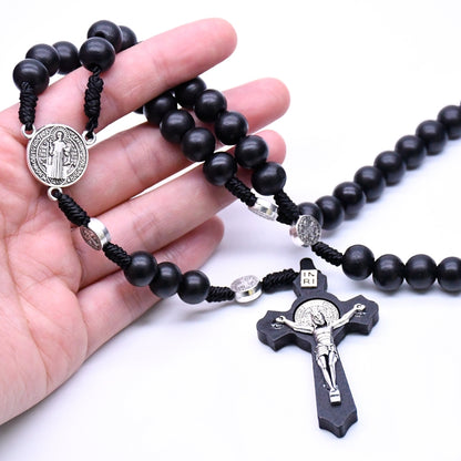 Black Wood Rosary of Saint Benedict – Protection, Faith and Christian Devotion 