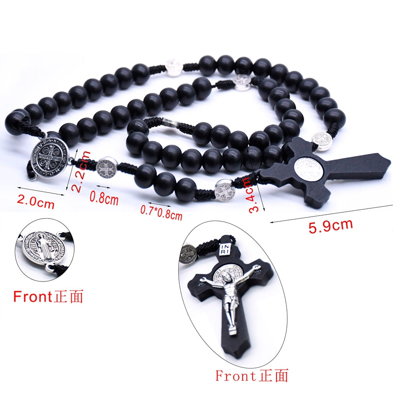 Black Wood Rosary of Saint Benedict – Protection, Faith and Christian Devotion 