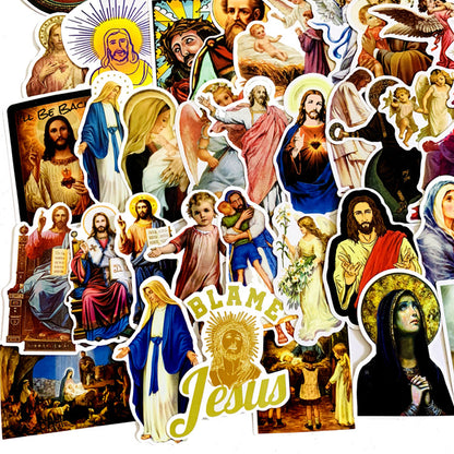 Pack de 68 Pegatinas Cristianas | Stickers Religiosos de Jesús, Virgen María y Santos | Decoración para Biblia, Cuadernos y Regalos Espirituales