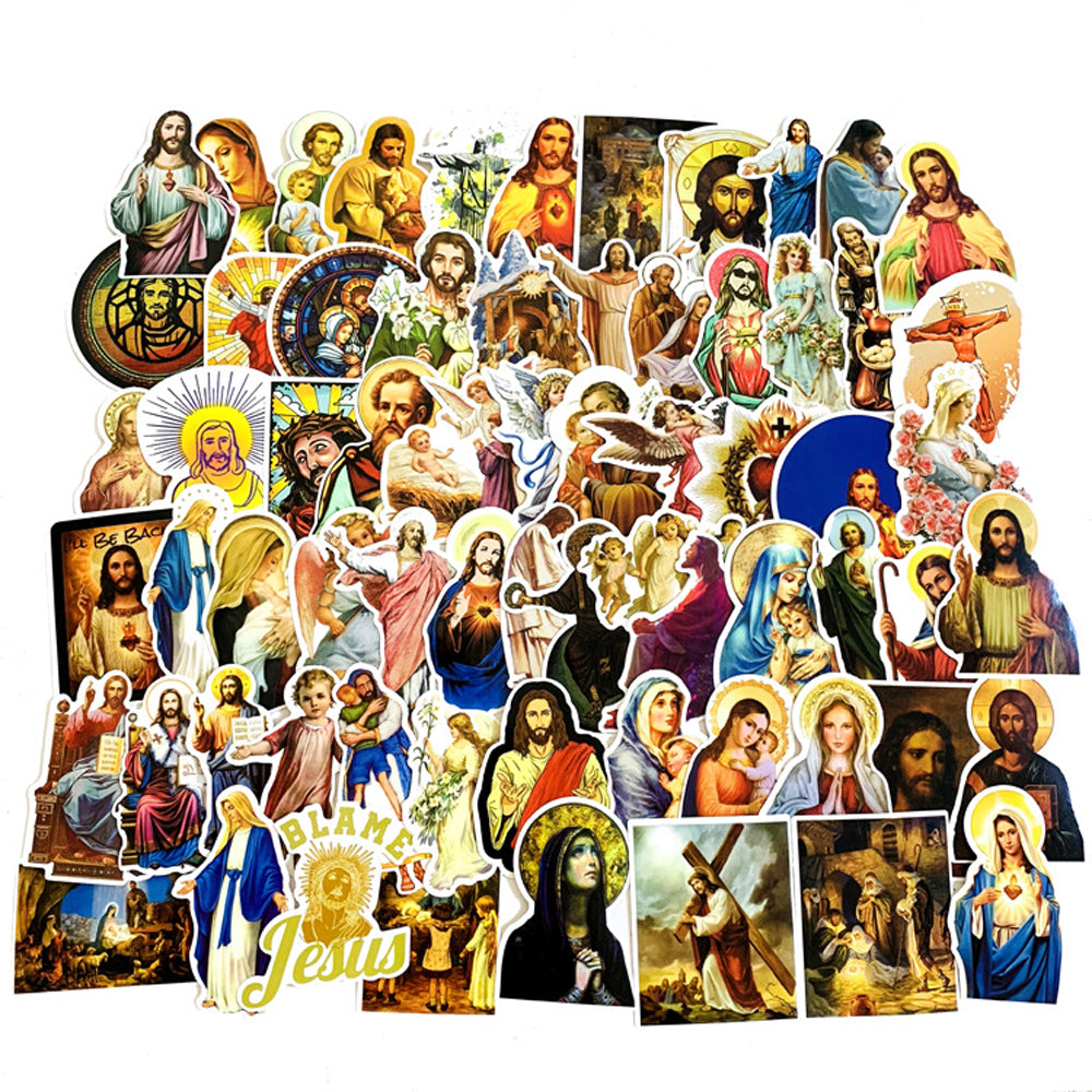 Pack de 68 Pegatinas Cristianas | Stickers Religiosos de Jesús, Virgen María y Santos | Decoración para Biblia, Cuadernos y Regalos Espirituales