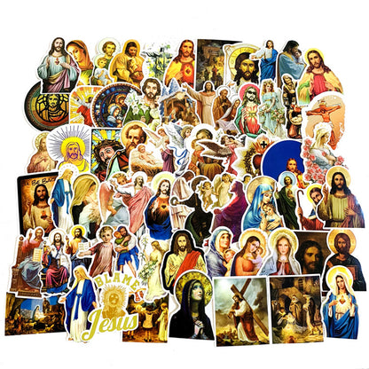 Pack de 68 Pegatinas Cristianas | Stickers Religiosos de Jesús, Virgen María y Santos | Decoración para Biblia, Cuadernos y Regalos Espirituales