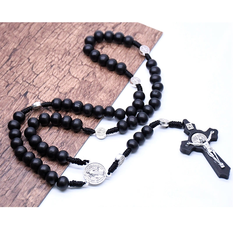 Black Wood Rosary of Saint Benedict – Protection, Faith and Christian Devotion 