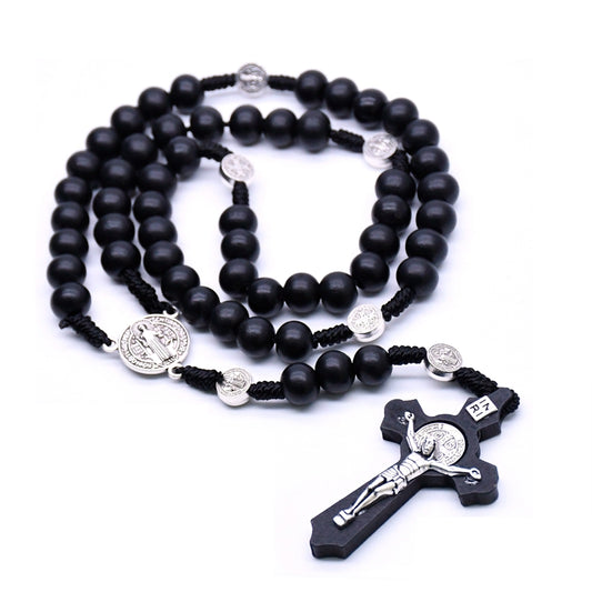 Black Wood Rosary of Saint Benedict – Protection, Faith and Christian Devotion 