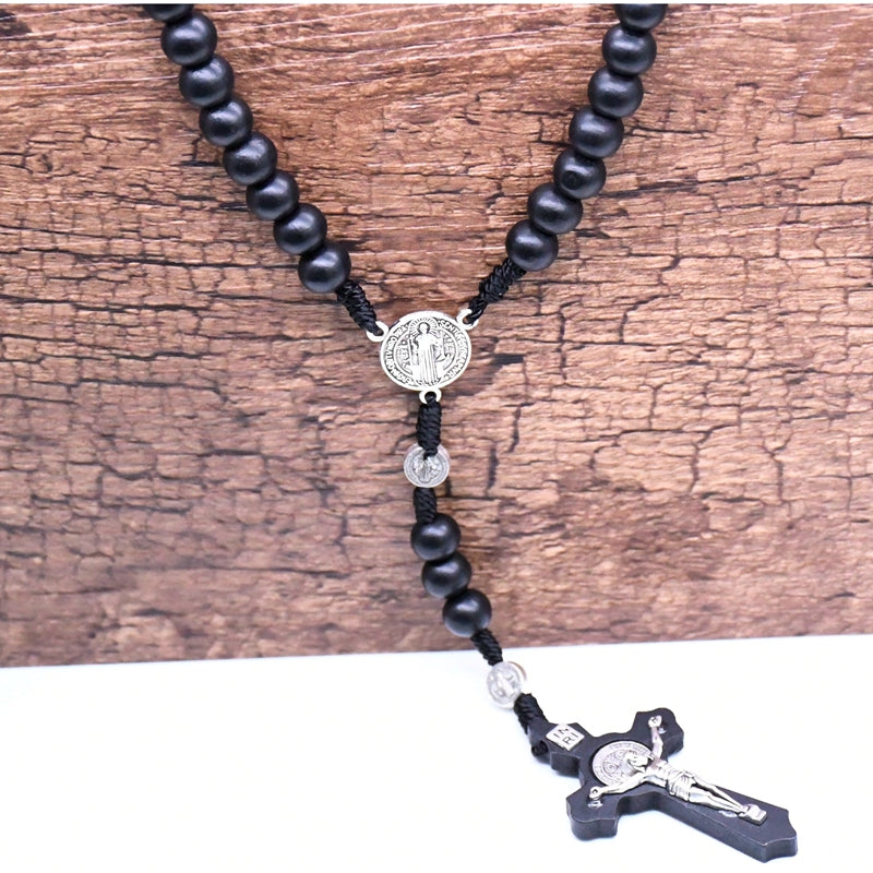 Black Wood Rosary of Saint Benedict – Protection, Faith and Christian Devotion 