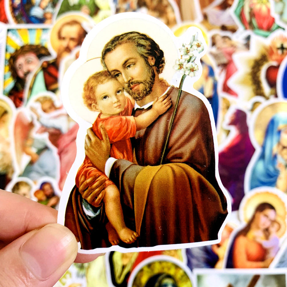 Pack de 68 Pegatinas Cristianas | Stickers Religiosos de Jesús, Virgen María y Santos | Decoración para Biblia, Cuadernos y Regalos Espirituales