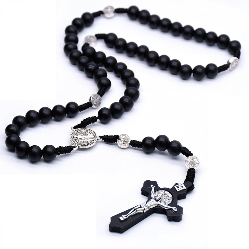 Black Wood Rosary of Saint Benedict – Protection, Faith and Christian Devotion 