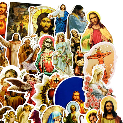 Pack de 68 Pegatinas Cristianas | Stickers Religiosos de Jesús, Virgen María y Santos | Decoración para Biblia, Cuadernos y Regalos Espirituales