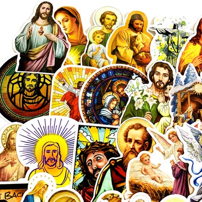 Pack de 68 Pegatinas Cristianas | Stickers Religiosos de Jesús, Virgen María y Santos | Decoración para Biblia, Cuadernos y Regalos Espirituales