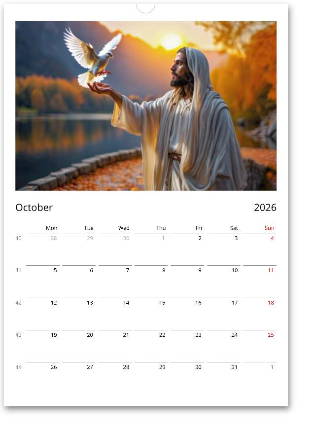 Digitaler christlicher Kalender 2026 | Tägliche Inspiration von Jesus | Sofortiger Download (Monate und Tage auf Englisch)