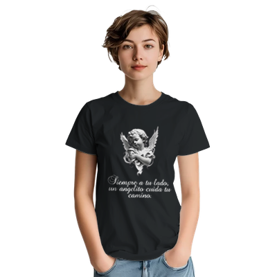 Camiseta Cristiana "Siempre a Tu Lado" con Ángel Protector - Moda y Fe unisex