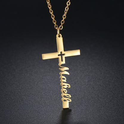 Collar con Cruz Personalizado con Nombre - Joyería Cristiana Luz de Vida y Fe