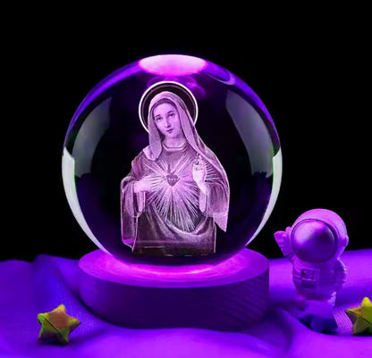 🌟 Esfera Cristiana LED con la Virgen María – Decoración Sagrada para tu Hogar ✨