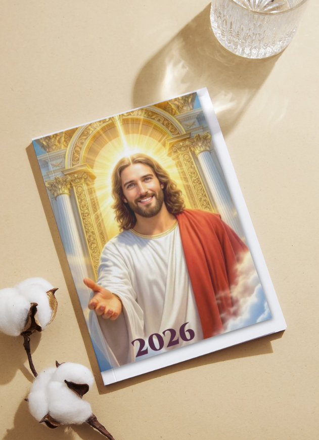 Digitaler christlicher Kalender 2026 | Tägliche Inspiration von Jesus | Sofortiger Download (Monate und Tage auf Englisch)