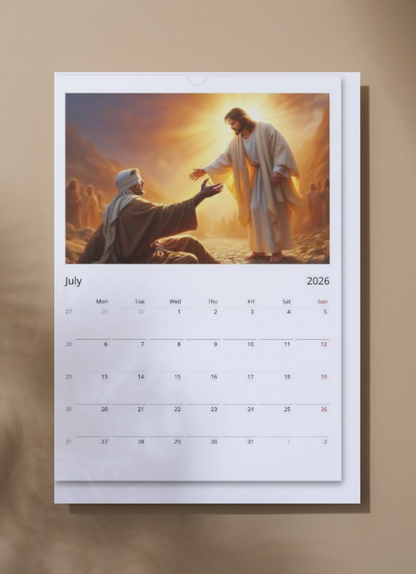Digitaler christlicher Kalender 2026 | Tägliche Inspiration von Jesus | Sofortiger Download (Monate und Tage auf Englisch)