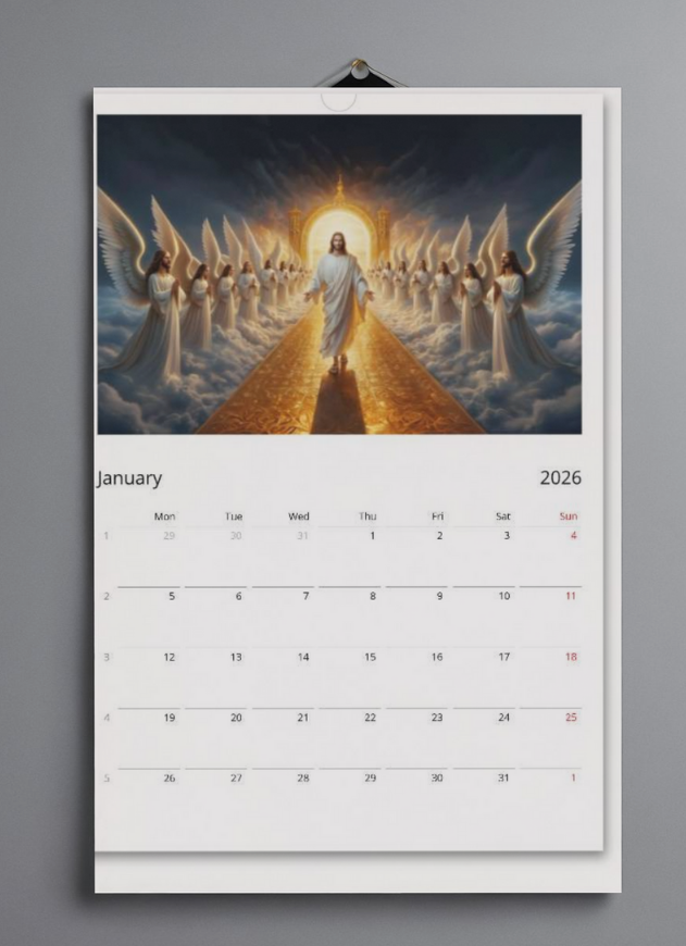Digitaler christlicher Kalender 2026 | Tägliche Inspiration von Jesus | Sofortiger Download (Monate und Tage auf Englisch)
