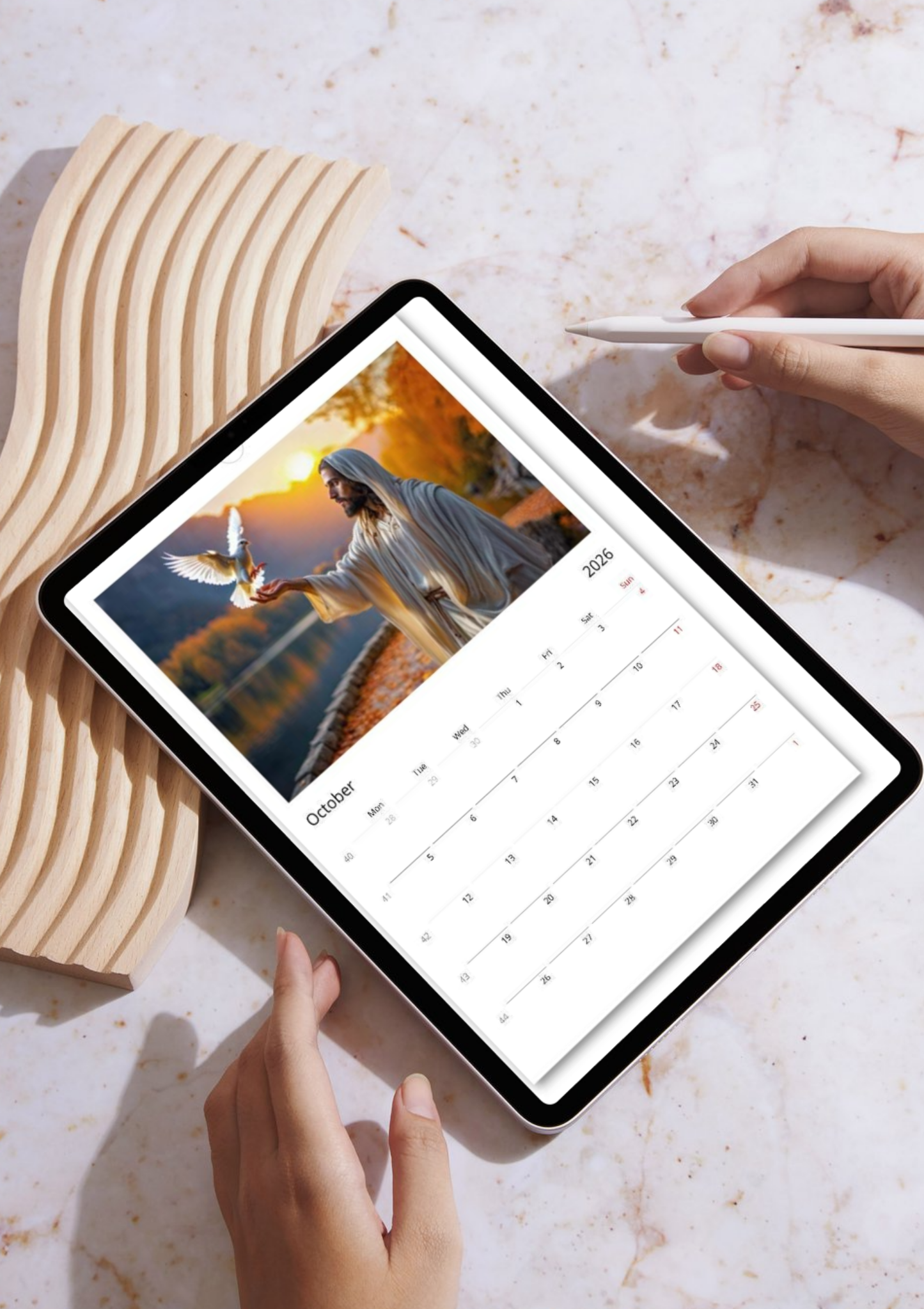 Digitaler christlicher Kalender 2026 | Tägliche Inspiration von Jesus | Sofortiger Download (Monate und Tage auf Englisch)