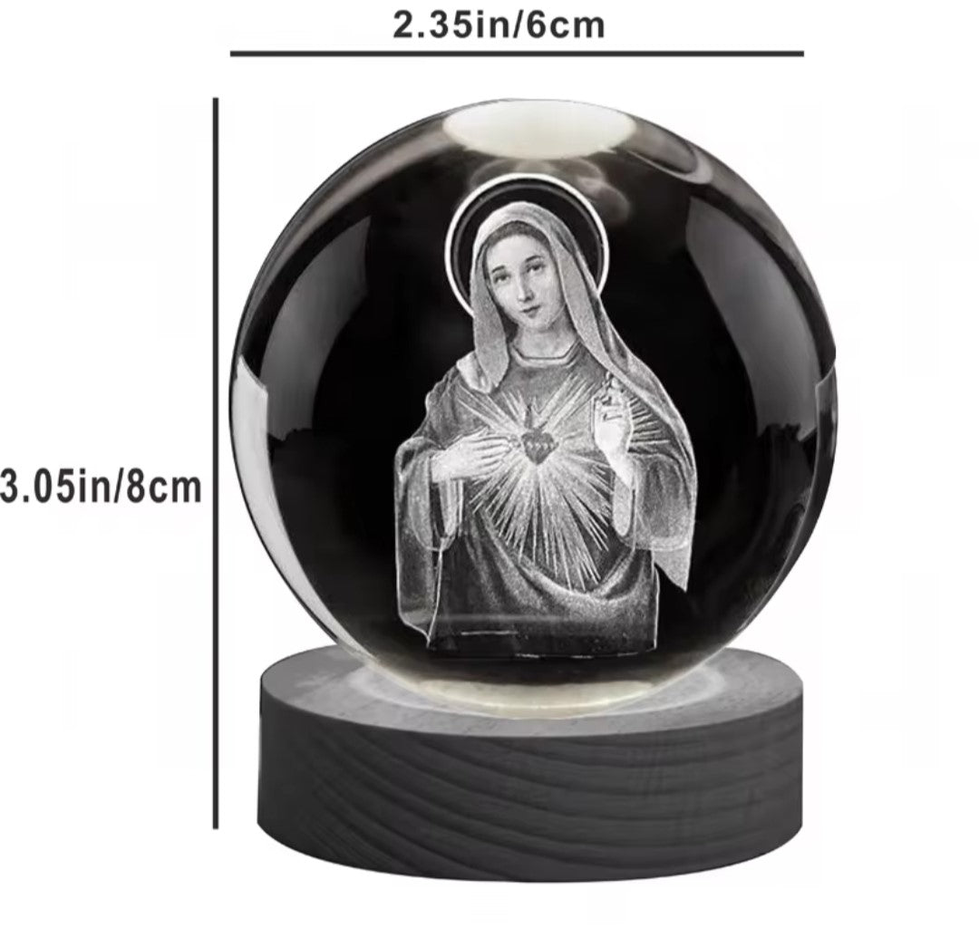 🌟 Esfera Cristiana LED con la Virgen María – Decoración Sagrada para tu Hogar ✨