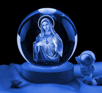 🌟 Esfera Cristiana LED con la Virgen María – Decoración Sagrada para tu Hogar ✨