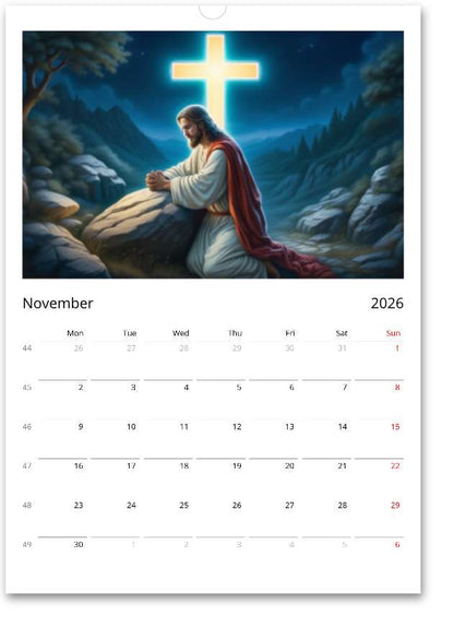 Digitaler christlicher Kalender 2026 | Tägliche Inspiration von Jesus | Sofortiger Download (Monate und Tage auf Englisch)